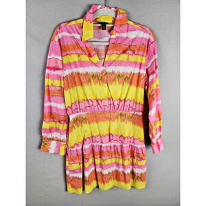 Scoop Multicolor Long Sleeve Tunic - Tie Dye - Size 8 - Elastic Waist